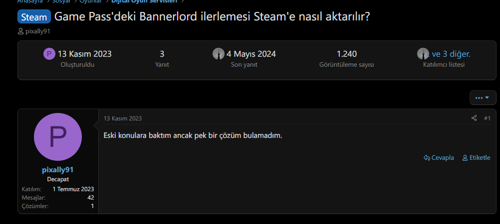 Sorun Yaşayan Kullanıcı 1